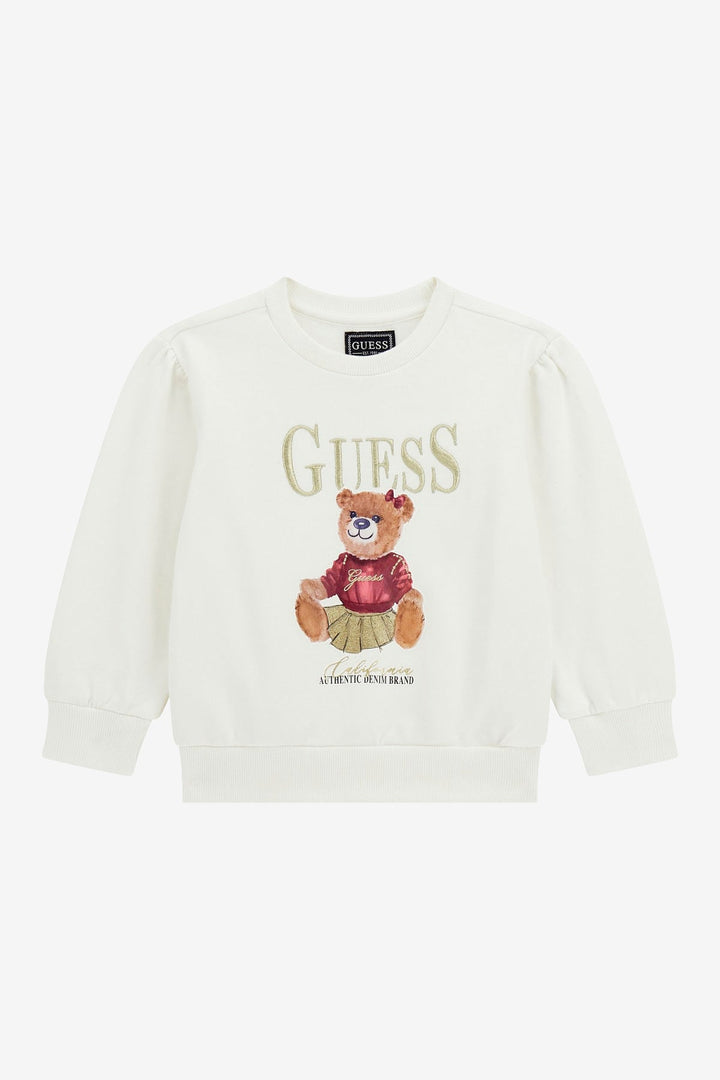 GUESS® Kids "Faye" Ivory & Gold Teddy Bear Sweatshirt - Millie and John