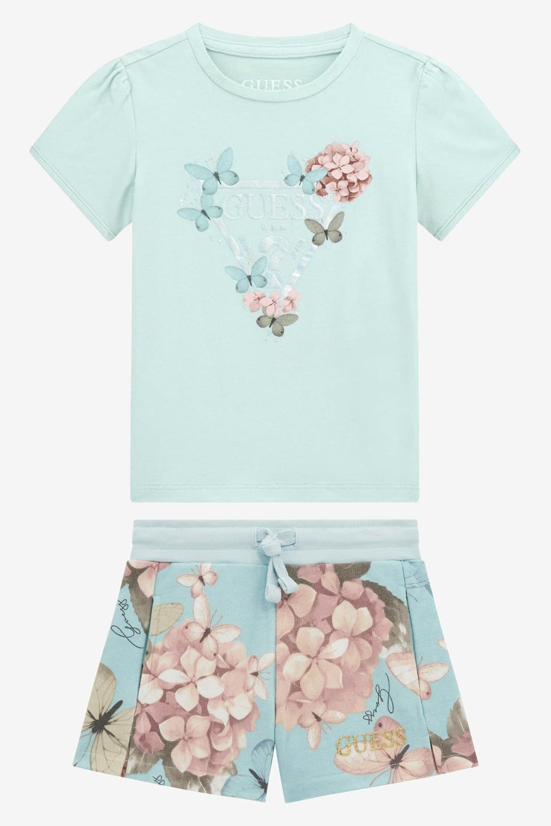 GUESS® Kids "Faye" Mint T-Shirt & Butterfly Shorts - Millie and John