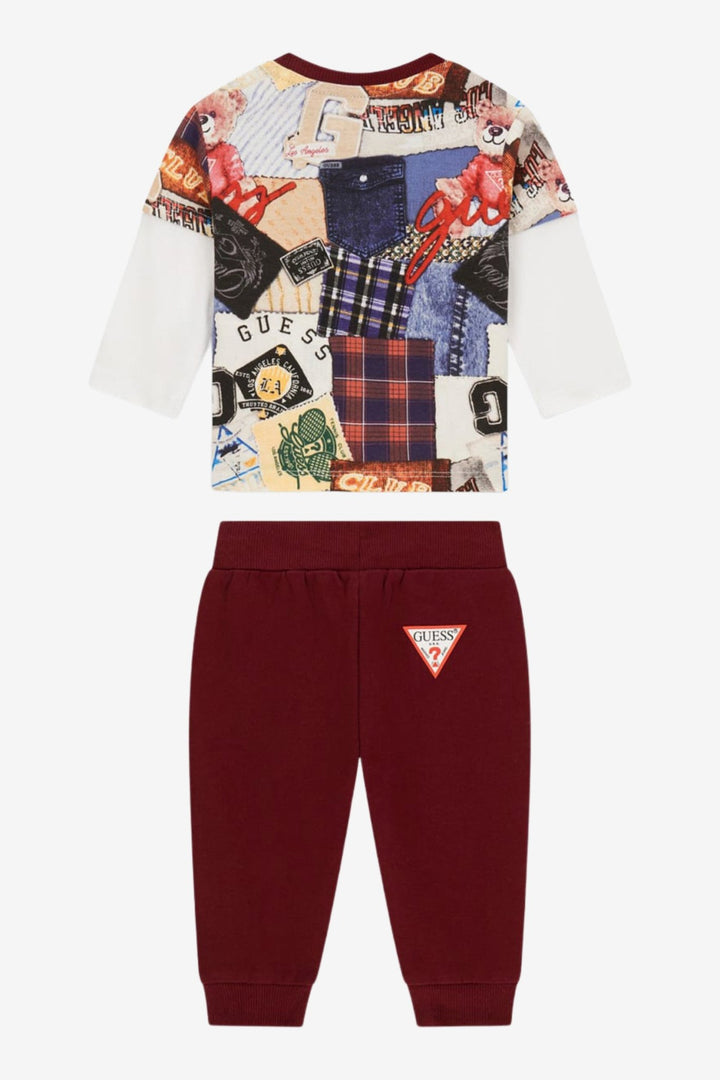 GUESS® Kids "Finley" Burgundy Collage Print Top & Joggers - Millie and John