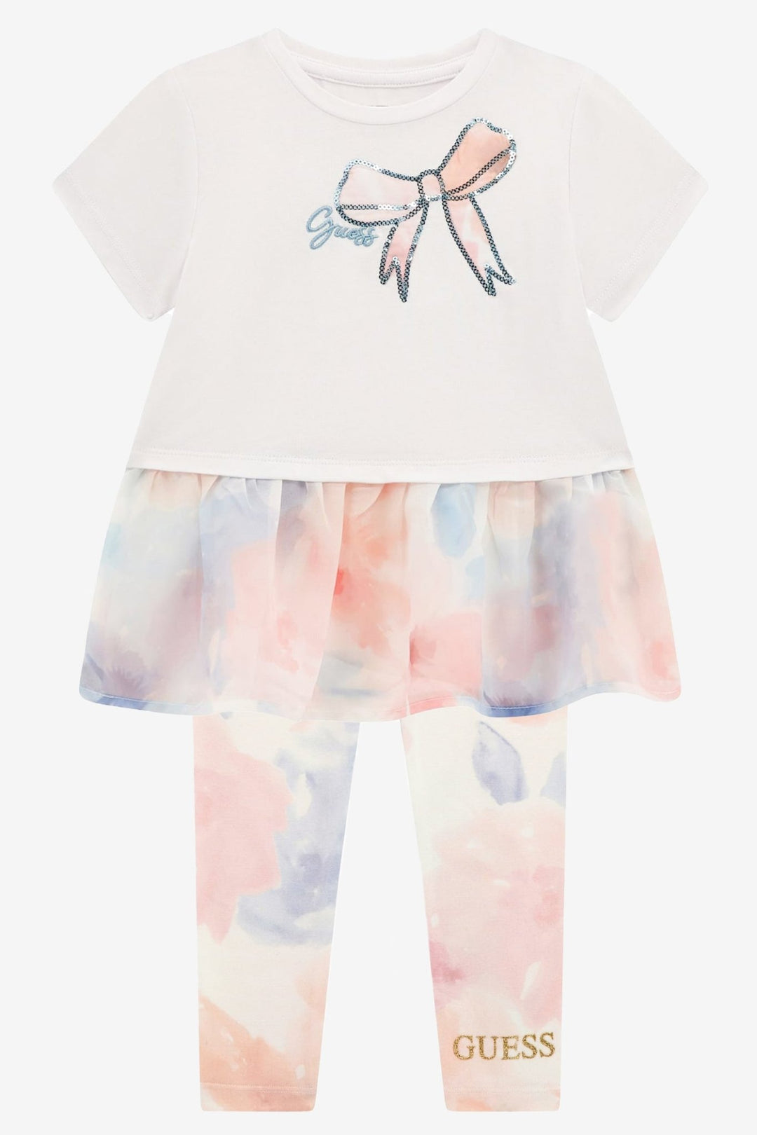 GUESS® Kids "Florence" Multicoloured Floral Organza T-Shirt & Leggings - Millie and John