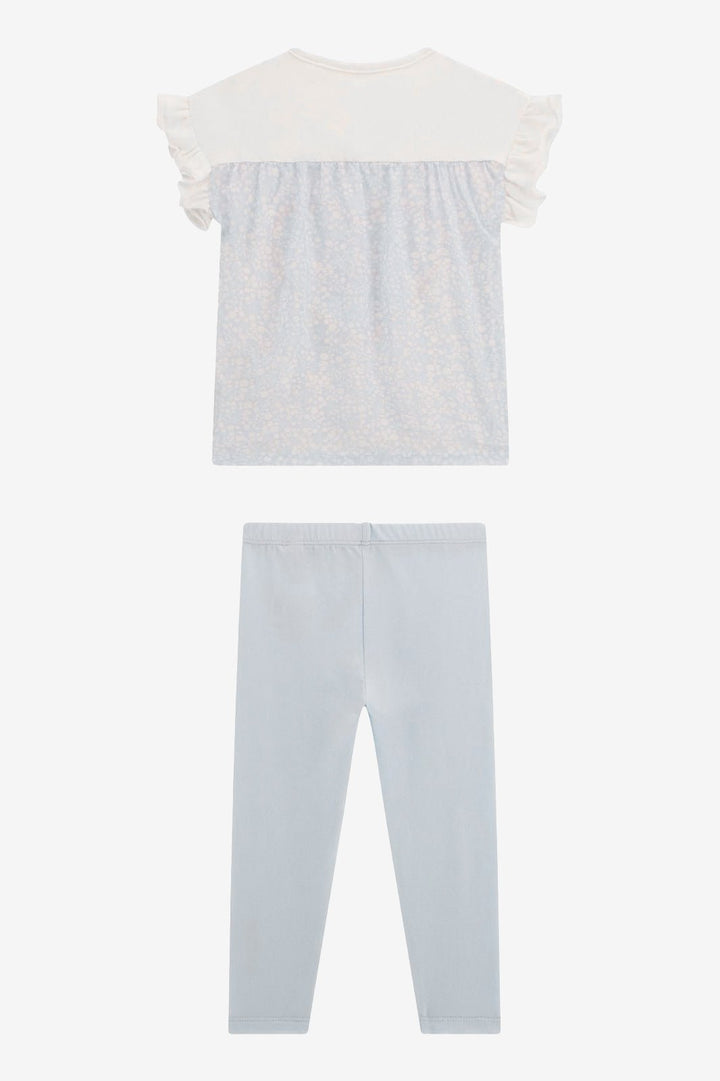 GUESS® Kids "Hallie" Blue Floral Heart T-Shirt & Leggings - Millie and John