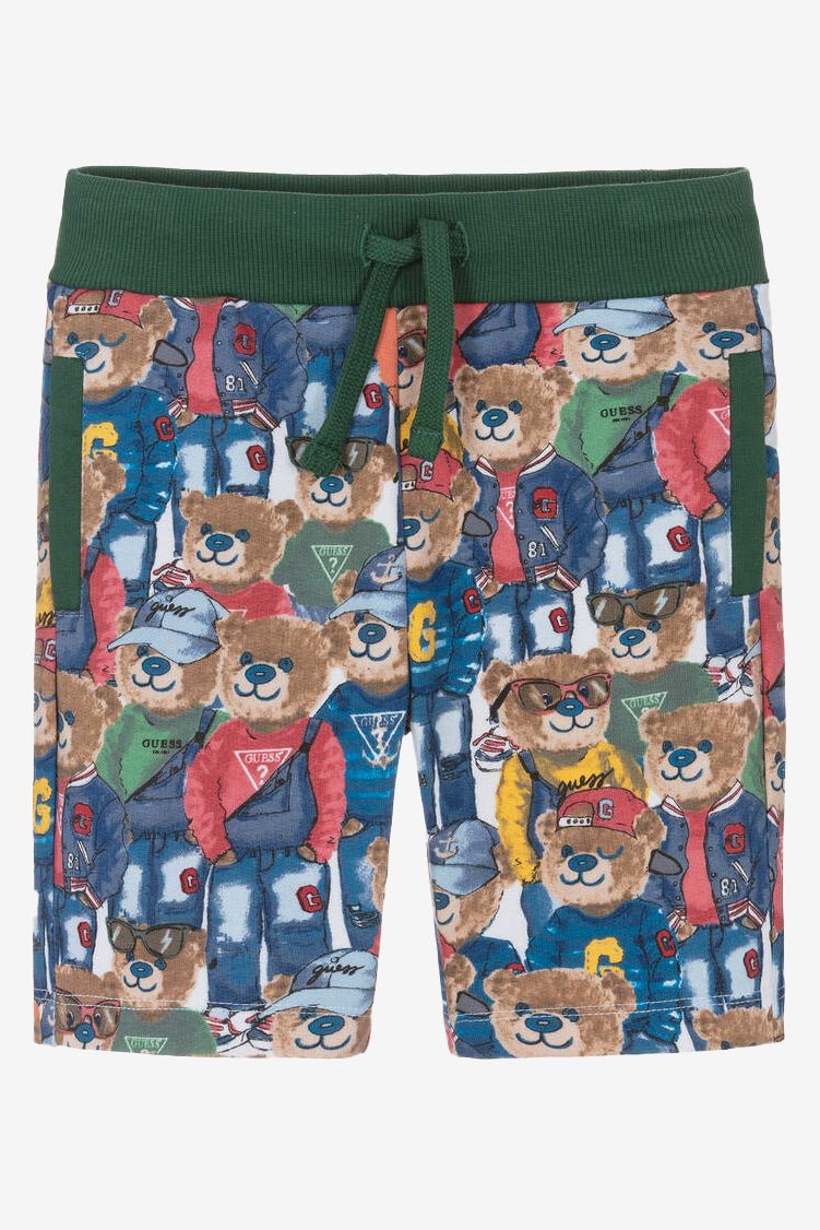 GUESS® Kids "James" Blue & Green All Over Bear Shorts - Millie and John