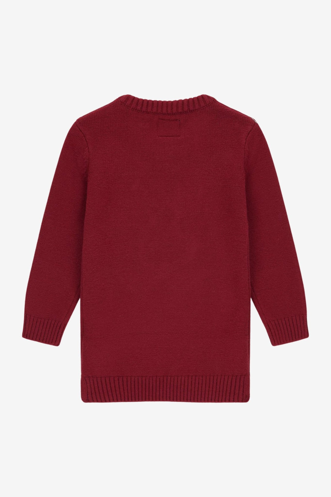GUESS® Kids "Jemima" Burgundy & Gold Teddy Bear Knit Jumper Dress - Millie and John