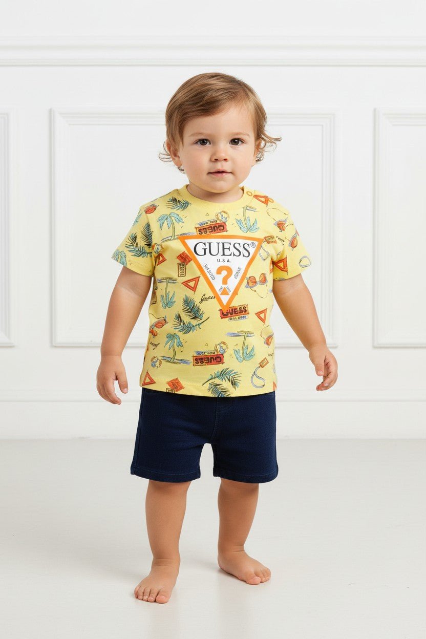 GUESS® Kids "Jesse" Yellow Summer Print T-Shirt &amp; Shorts - Millie and John