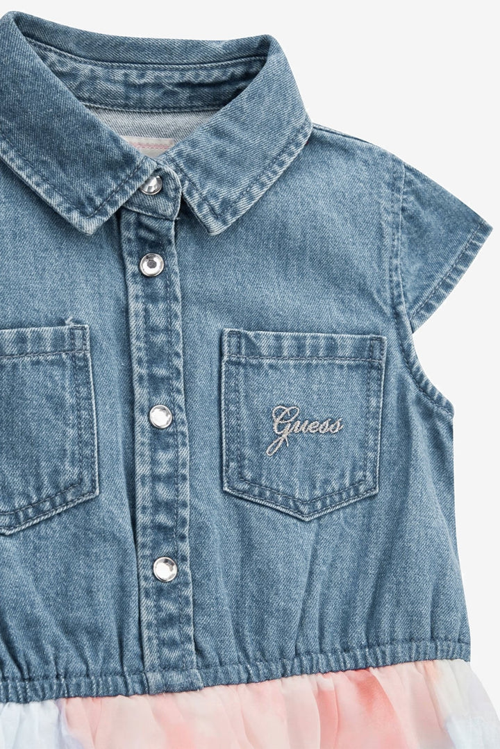 GUESS® Kids "Josephine" Denim Mint Butterfly Organza Dress - Millie and John