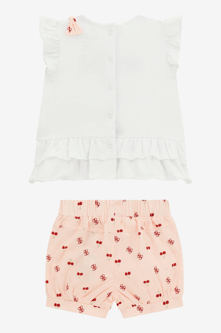 GUESS® Kids "Lula" Peach & Red Cherry Print Top & Shorts - Millie and John