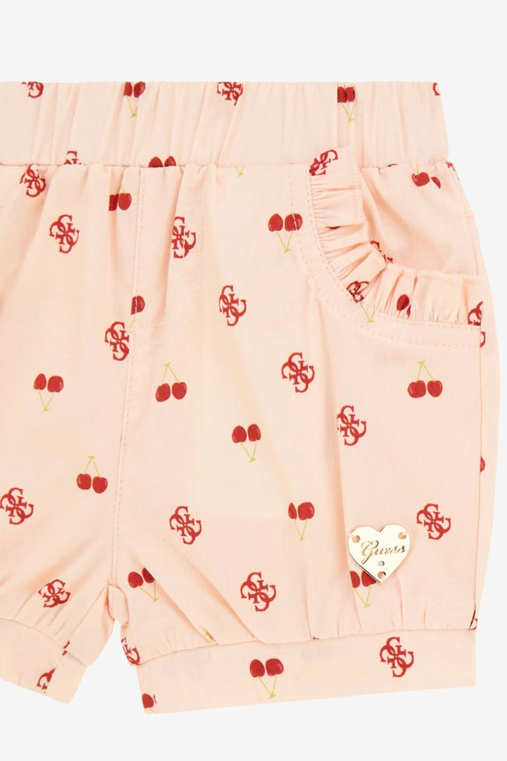 GUESS® Kids "Lula" Peach & Red Cherry Print Top & Shorts - Millie and John