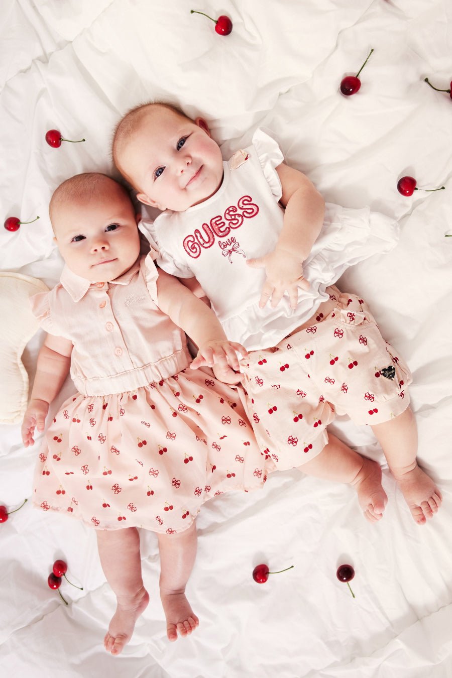 GUESS® Kids "Lula" Peach & Red Cherry Print Top & Shorts - Millie and John