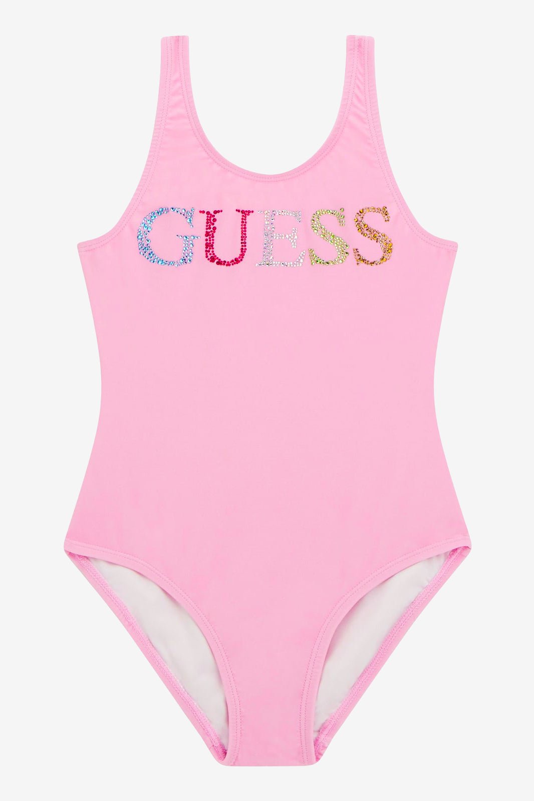 GUESS® Kids "Marina" Candy Pink Diamanté Logo Swimsuit - Millie and John