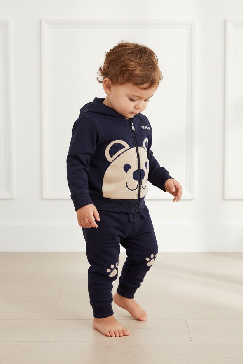 GUESS® Kids "Miles" Navy Bear Jacket & Joggers - Millie and John
