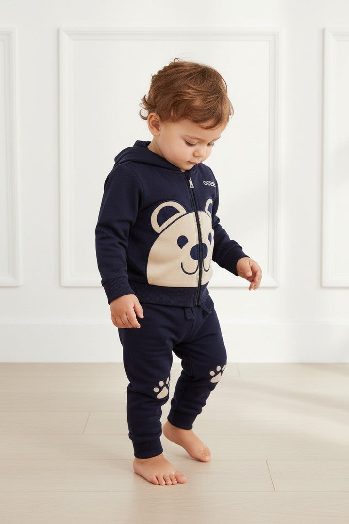 GUESS® Kids "Miles" Navy Bear Jacket &amp; Joggers - Millie and John