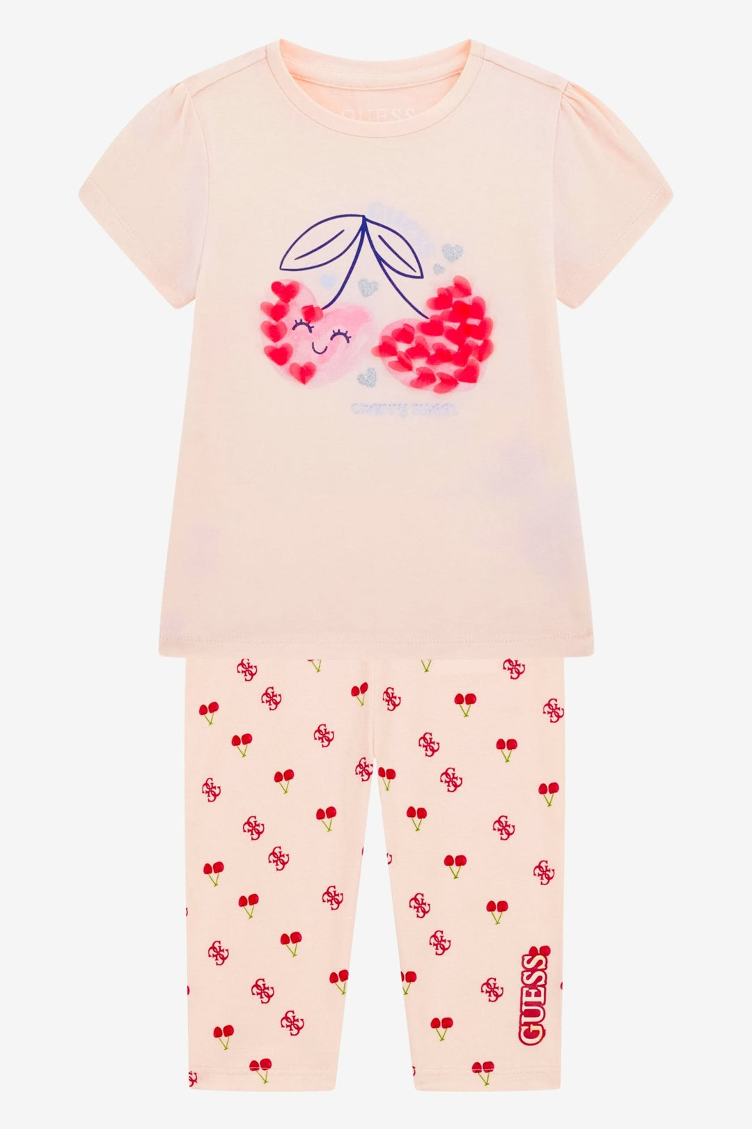 GUESS® Kids "Mimi" Peach & Red Cherry Print T-Shirt & Leggings - Millie and John