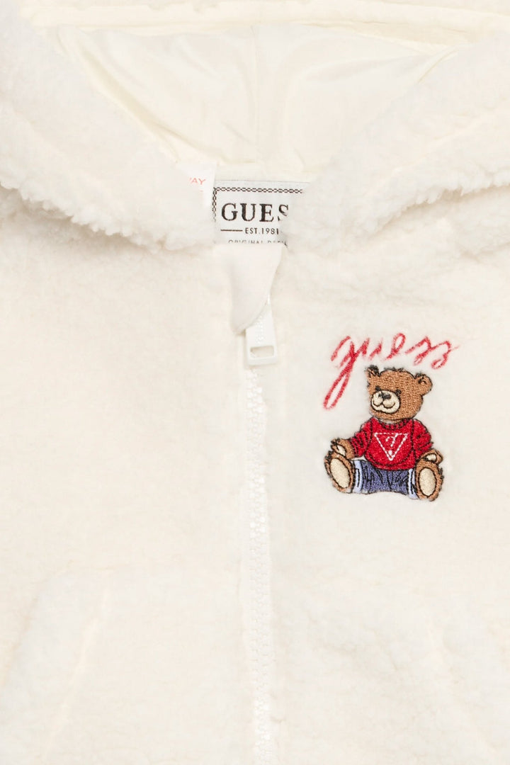 GUESS® Kids "Noa" Ivory Sherpa Hooded Jacket - Millie and John