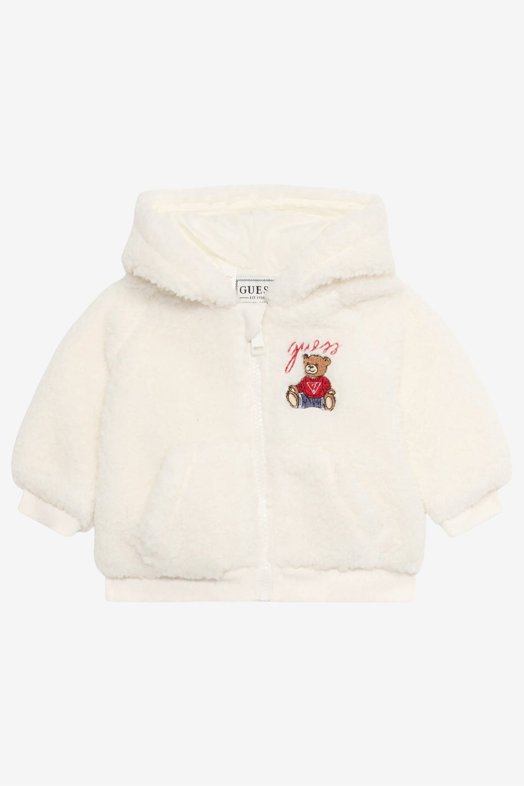GUESS® Kids "Noa" Ivory Sherpa Hooded Jacket - Millie and John
