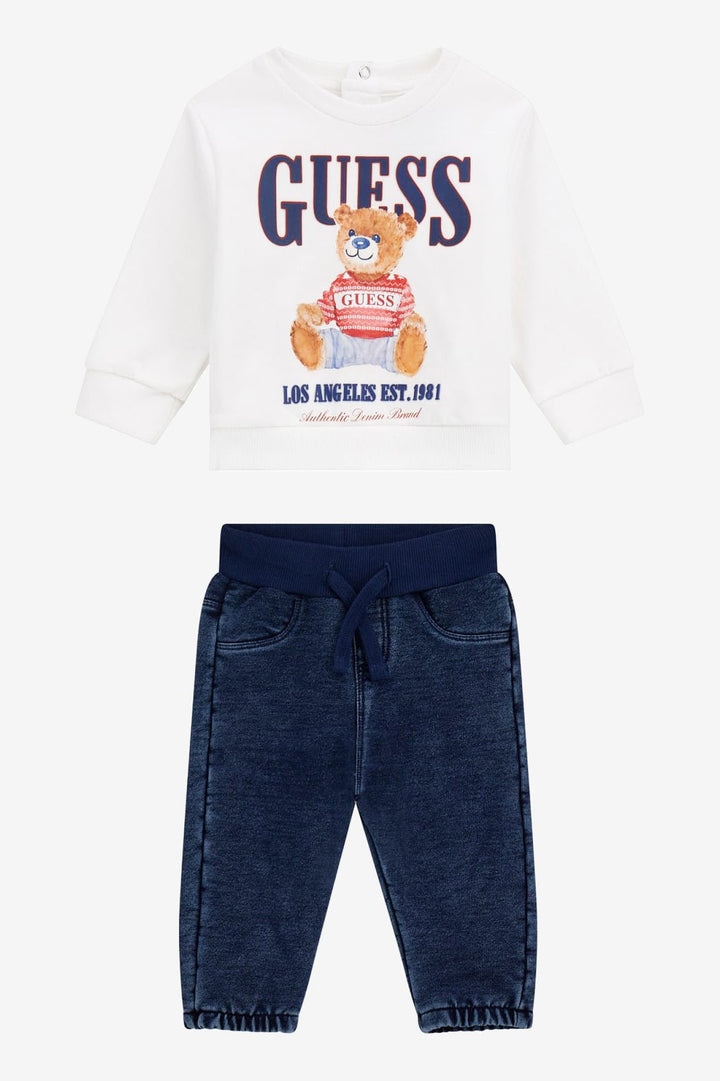 GUESS® Kids "Noel" White Festive Bear Sweatshirt & Joggers - Millie and John