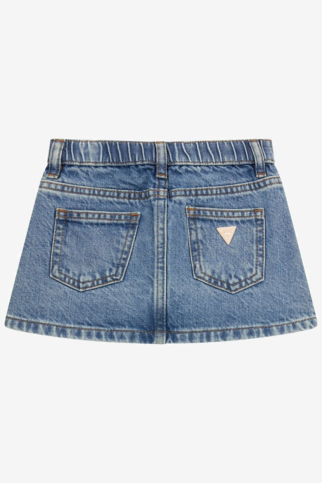 GUESS® Kids "Nola" Pale Peach Teddy T-Shirt & Denim Skirt - Millie and John
