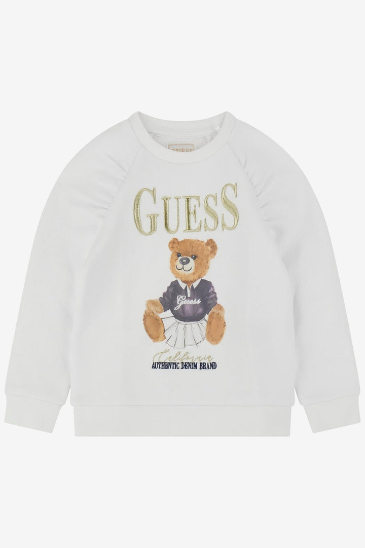 GUESS® Kids "Ophelia" White & Gold Bear Sweatshirt - Millie and John