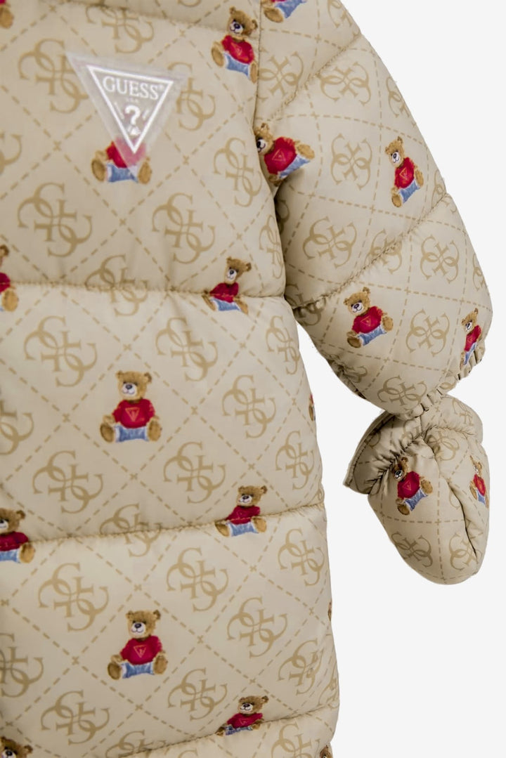 GUESS® Kids "Otie" Beige Teddy Monogram Snowsuit - Millie and John