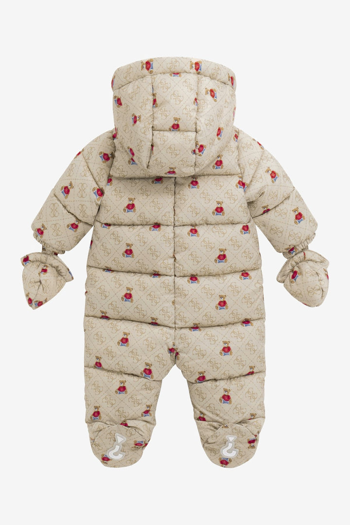 GUESS® Kids "Otie" Beige Teddy Monogram Snowsuit - Millie and John