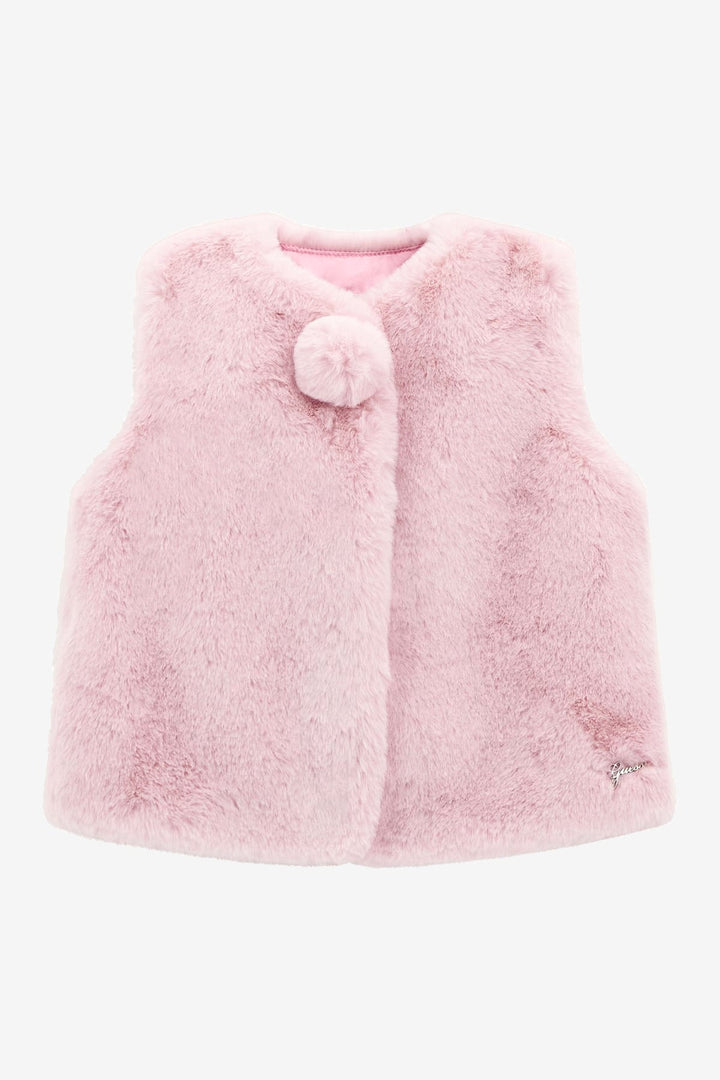 GUESS® Kids "Poppy" Cotton Candy Pink Faux Fur Gilet - Millie and John