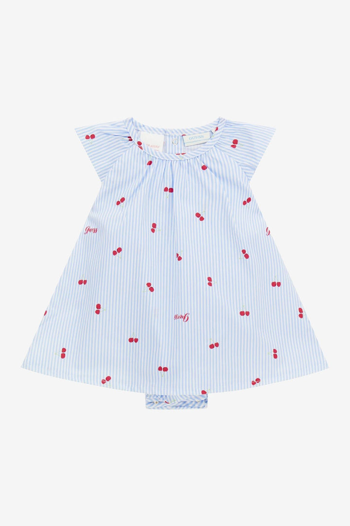 GUESS® Kids "Posy" Blue & White Striped Cherry Print Romper - Millie and John