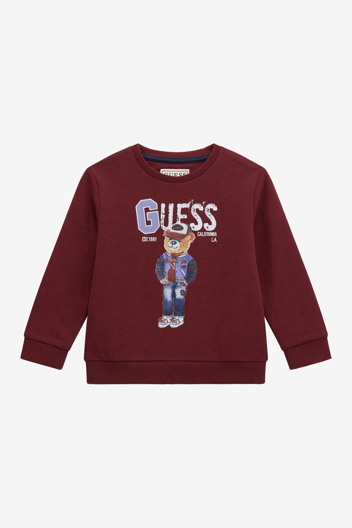 GUESS® Kids "Reggie" Burgundy Retro Bear Sweatshirt - Millie and John