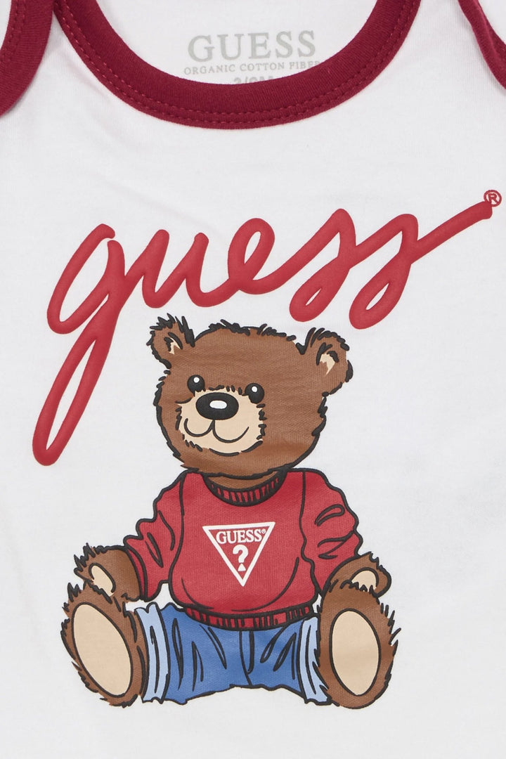 GUESS® Kids "Rory" Burgundy Velour Teddy Bear 3 - Piece Hooded Set - Millie and John