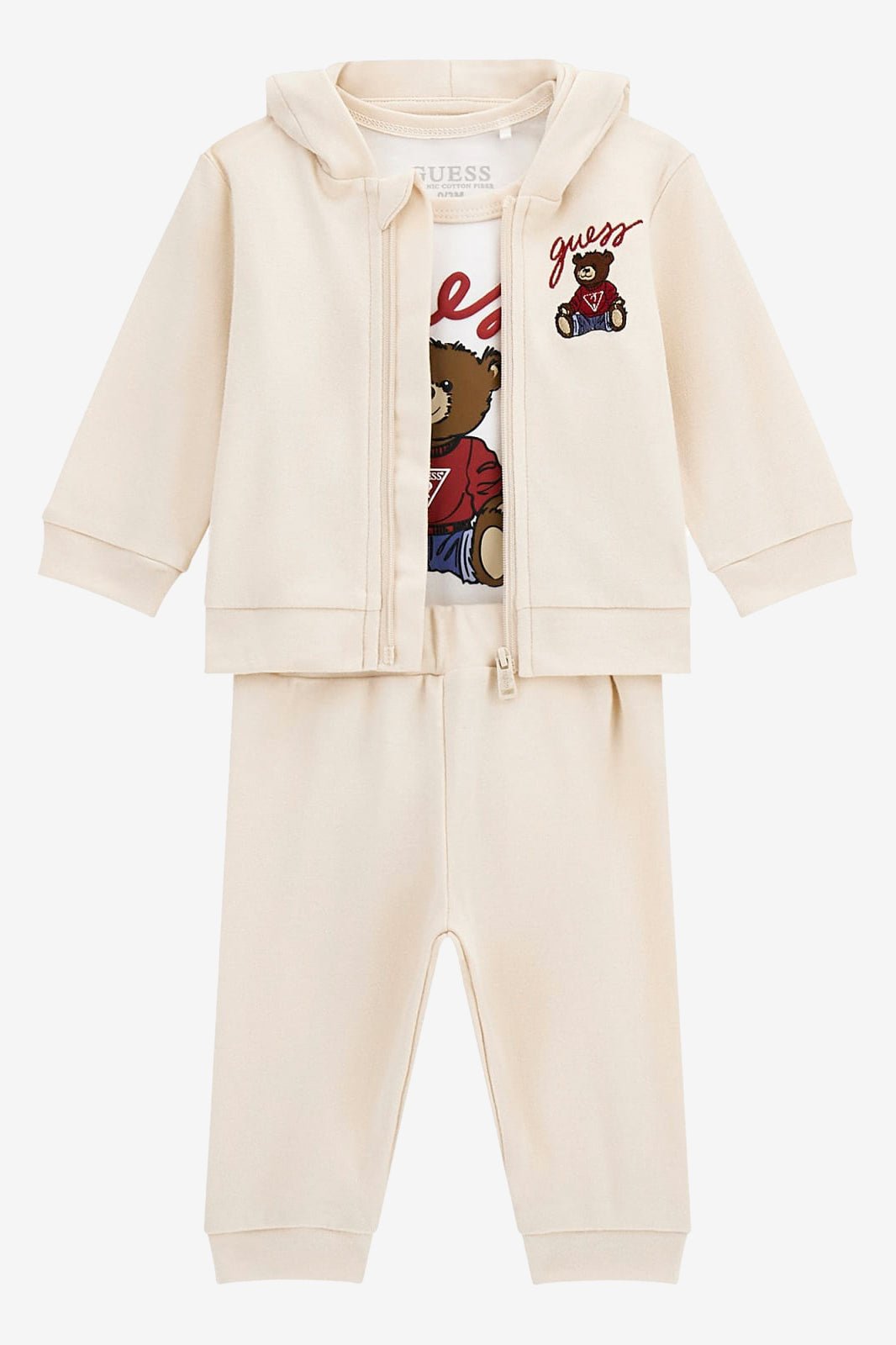 GUESS® Kids "Rory" Sand Teddy Bear 3 - Piece Hooded Set - Millie and John
