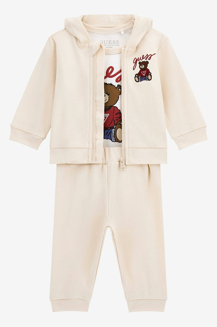 GUESS® Kids "Rory" Sand Teddy Bear 3 - Piece Hooded Set - Millie and John
