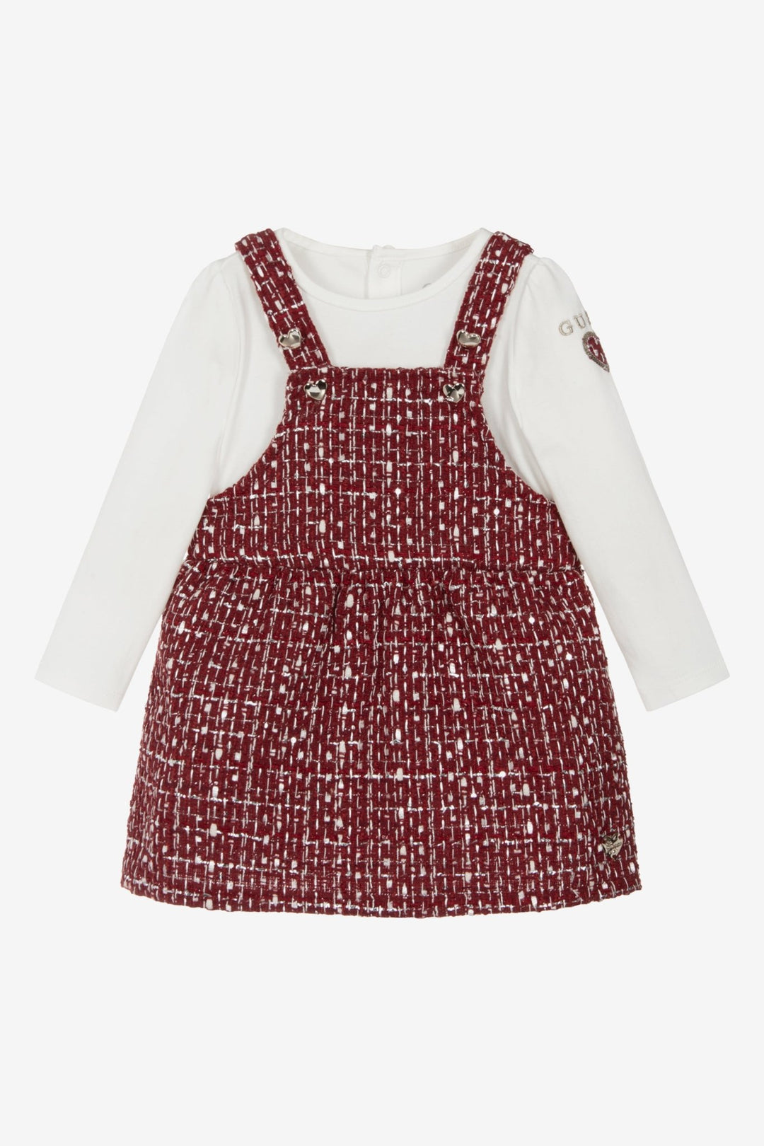 GUESS® Kids "Rosaline" Burgundy Shimmer Tweed Dress Set - Millie and John