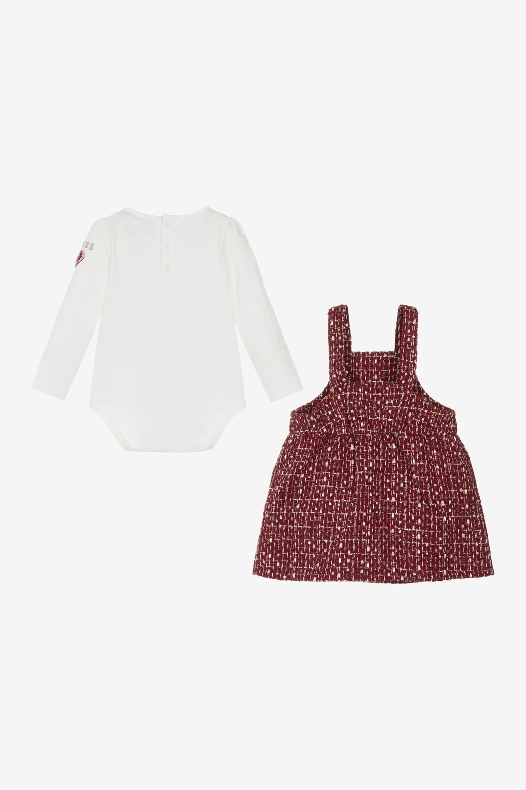 GUESS® Kids "Rosaline" Burgundy Shimmer Tweed Dress Set - Millie and John