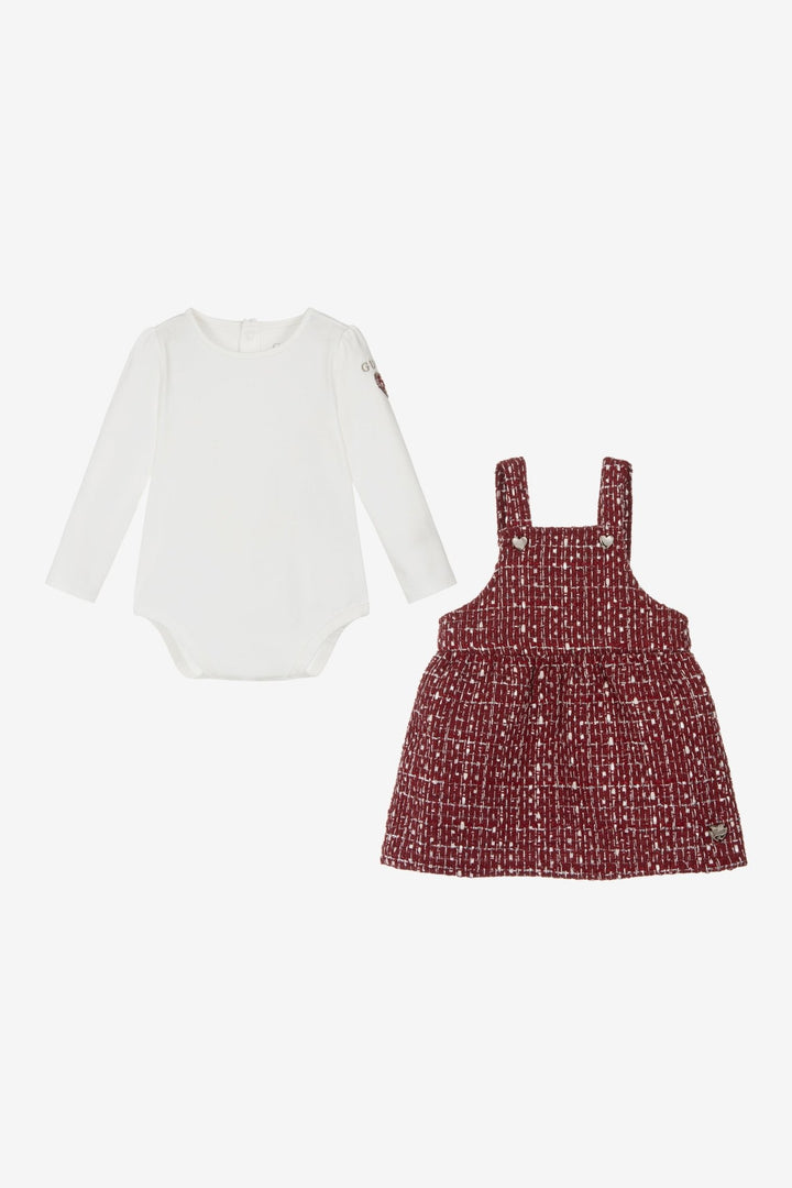 GUESS® Kids "Rosaline" Burgundy Shimmer Tweed Dress Set - Millie and John