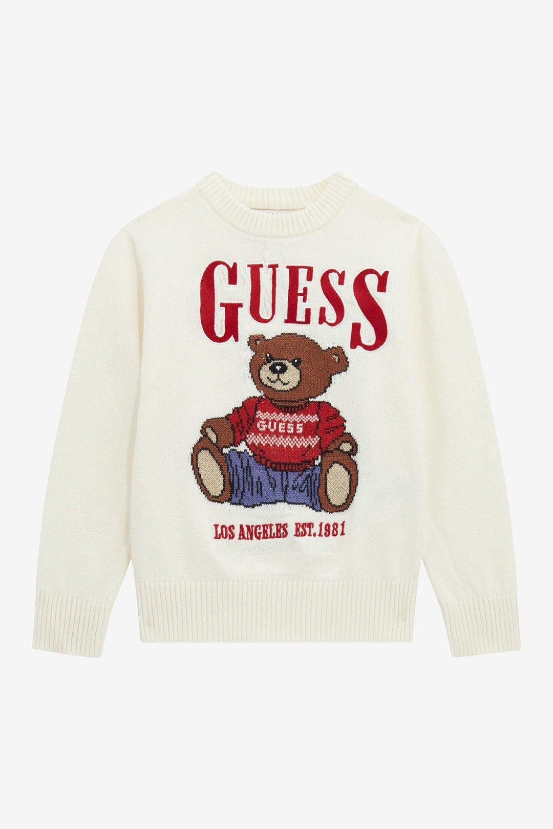 GUESS® Kids "Rudy" Ivory Festive Bear Knit Jumper - Millie and John