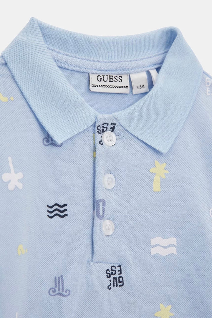 GUESS® Kids "Seb" Blue Summer Print Polo Shirt & Shorts - Millie and John