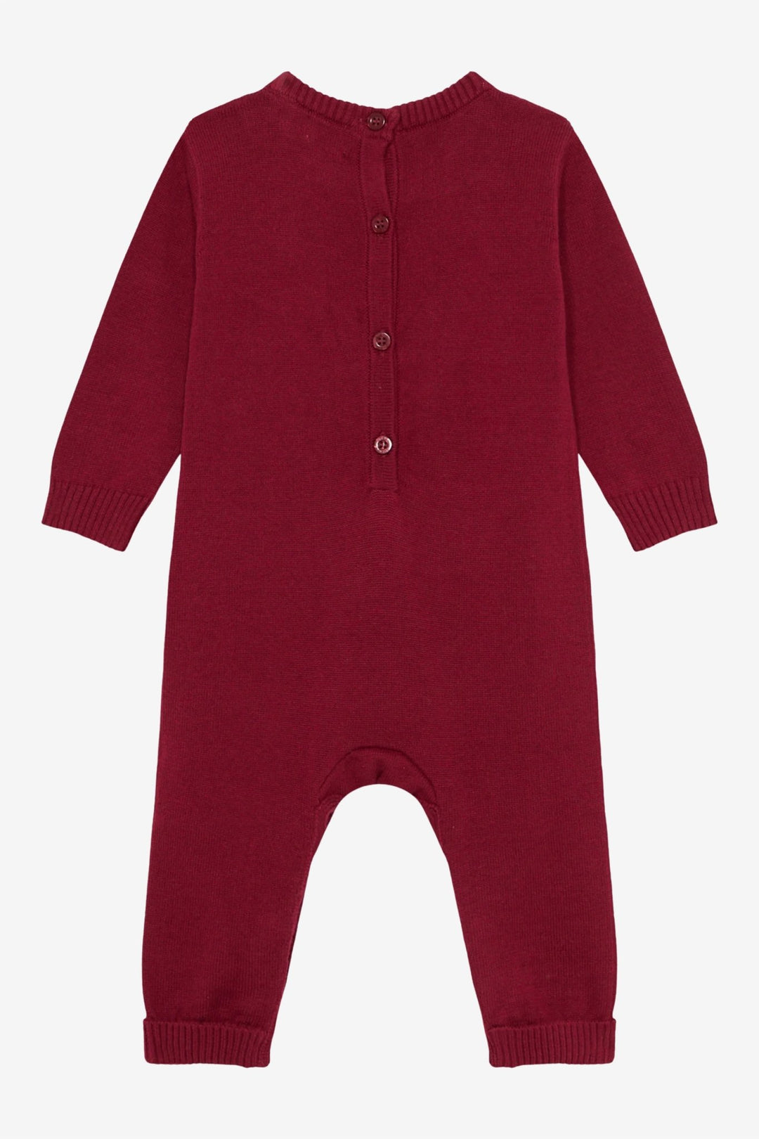 GUESS® Kids "Sebbie" Burgundy Knitted Teddy Bear Romper - Millie and John
