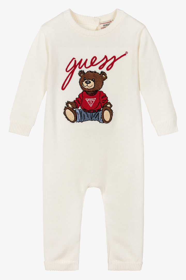 GUESS® Kids "Sebbie" Ivory Knitted Teddy Bear Romper - Millie and John