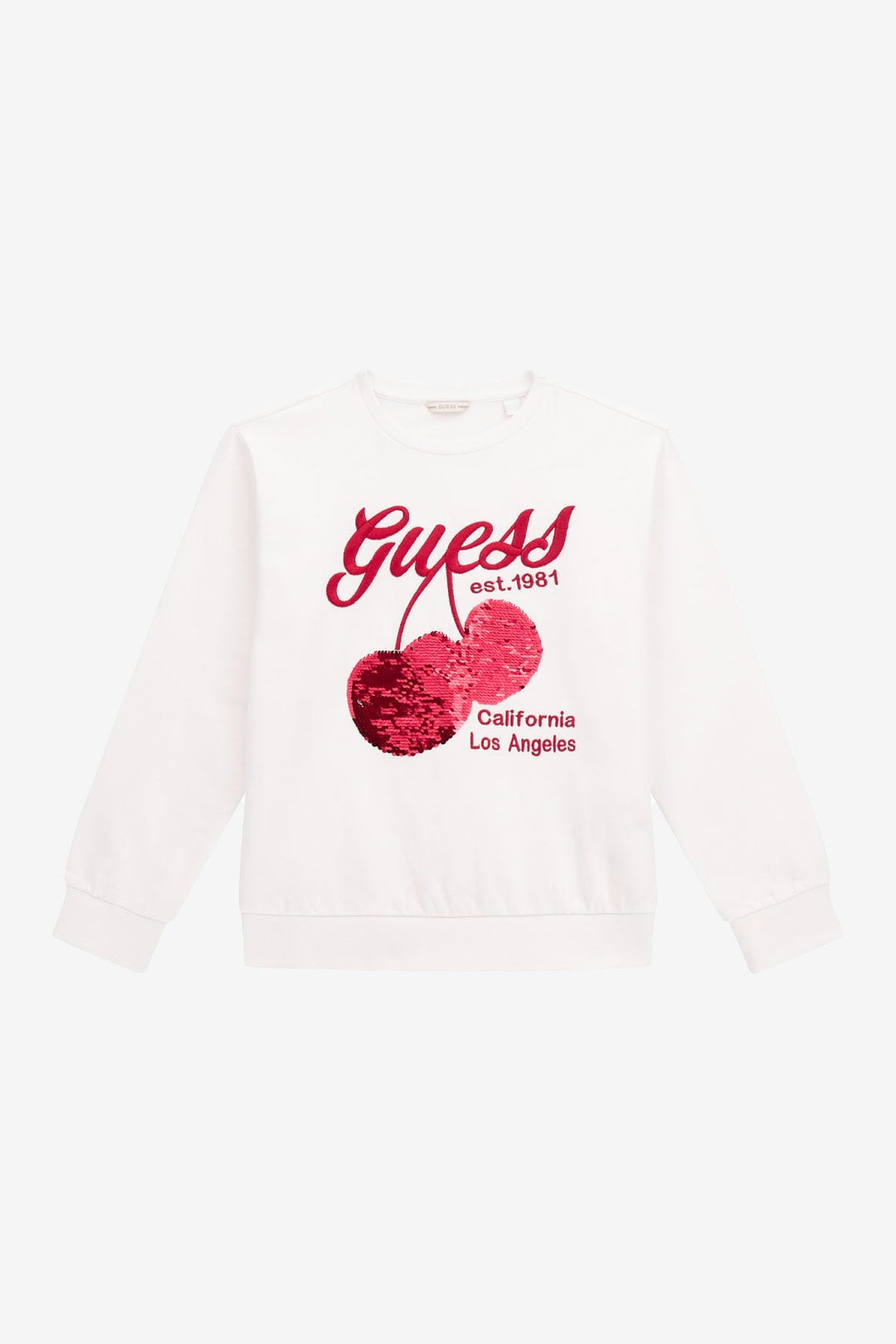 GUESS® Kids "Sorrel" White & Red Sequin Cherry Sweatshirt - Millie and John