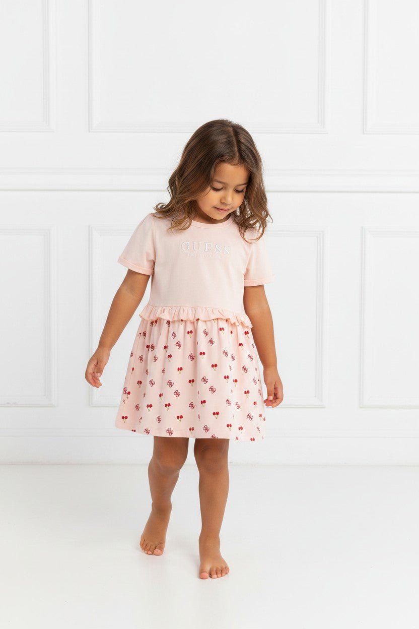GUESS® Kids "Suki" Peach & Red Cherry Print Dress - Millie and John