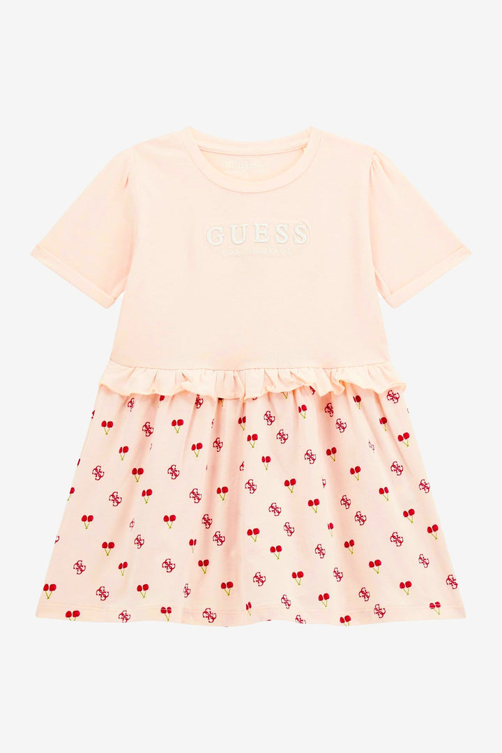 GUESS® Kids "Suki" Peach & Red Cherry Print Dress - Millie and John