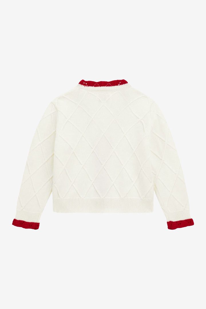 GUESS® Kids "Tansy" Ivory & Red Embroidered Cherry Cardigan - Millie and John