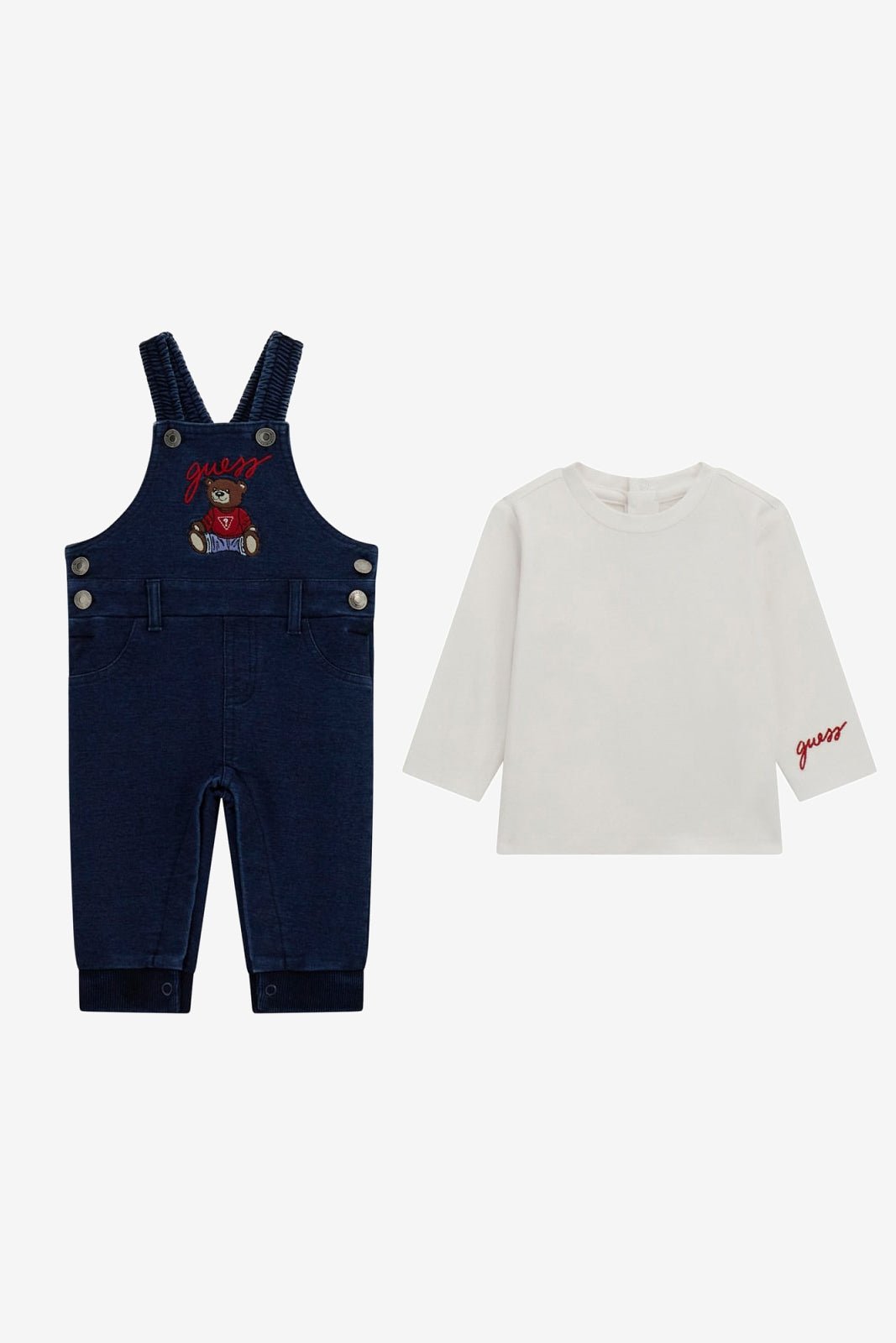 GUESS® Kids "Teddy" Navy Teddy Bear Dungaree Set - Millie and John
