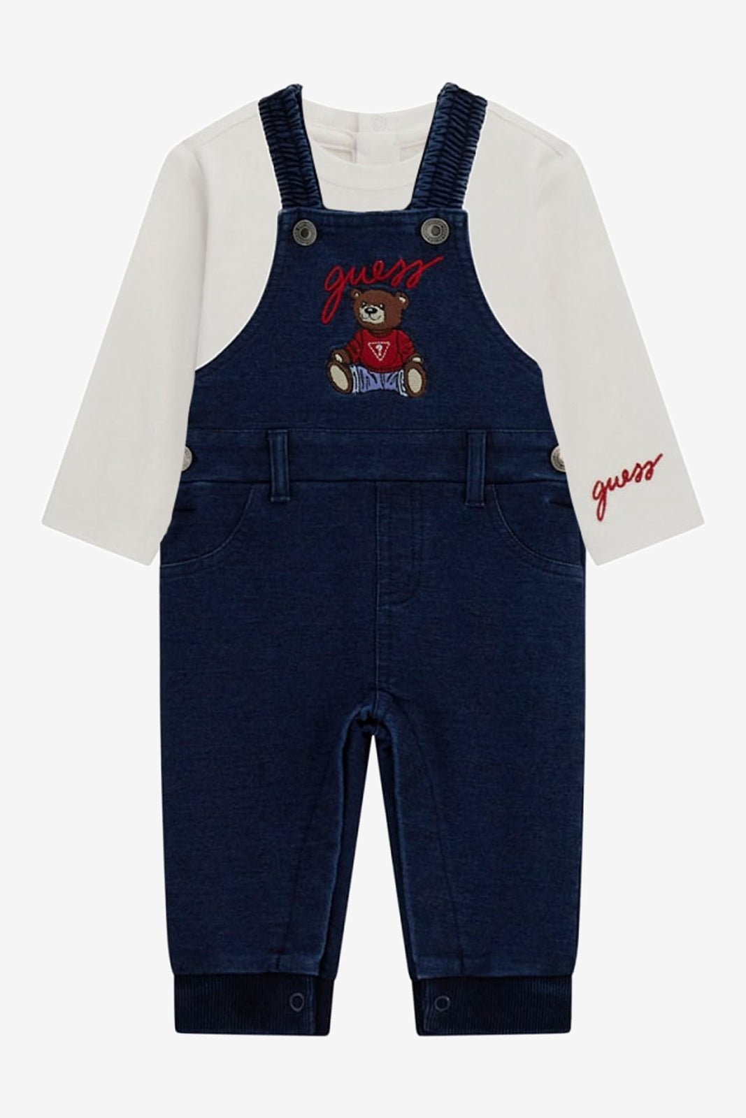 GUESS® Kids "Teddy" Navy Teddy Bear Dungaree Set - Millie and John