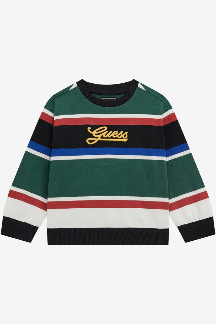 GUESS® Kids "Theo" Blue & Green Striped Sweatshirt - Millie and John