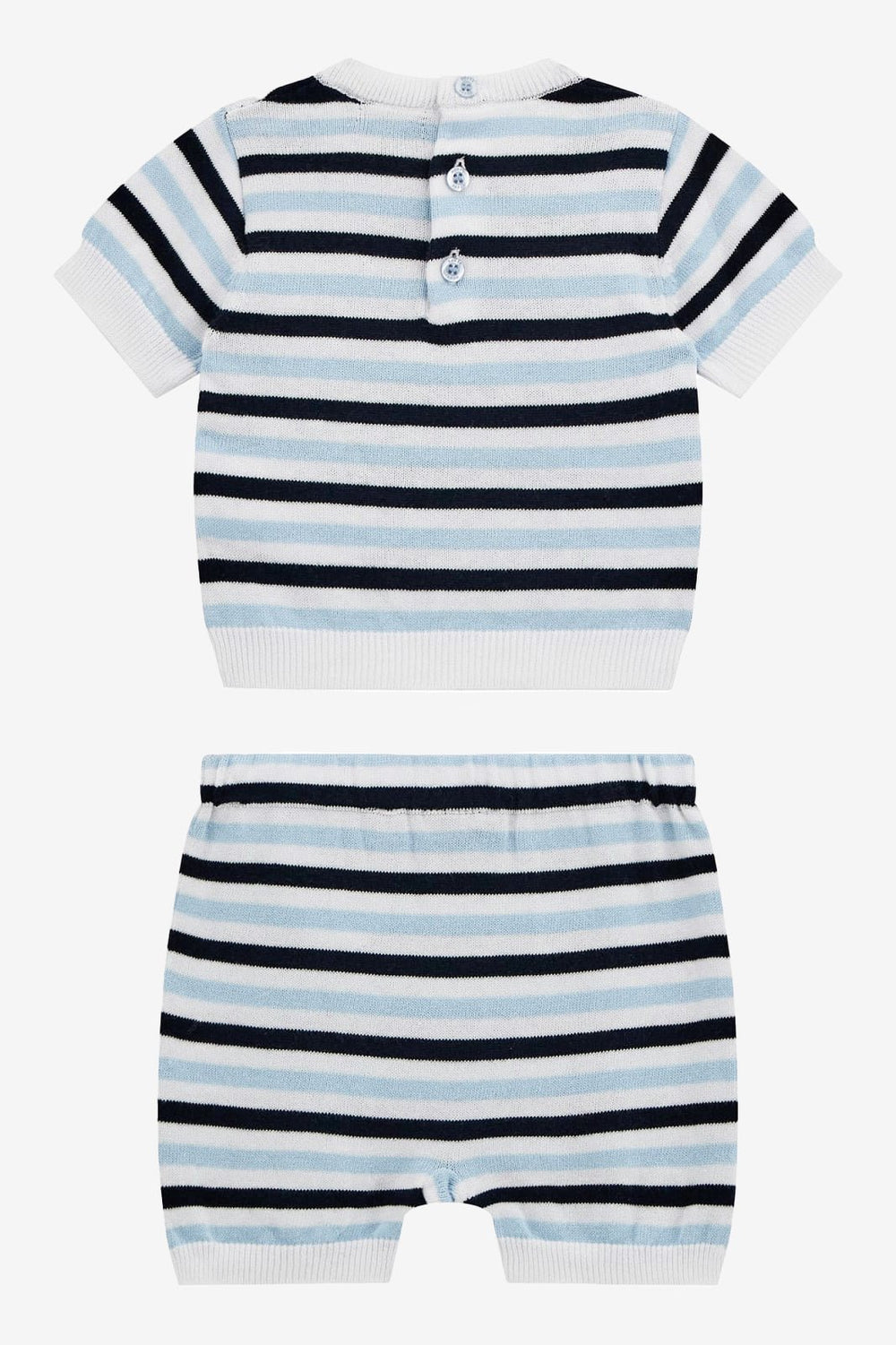 GUESS® Kids "Wilf" Blue, Navy & White Striped Knitted Top & Shorts - Millie and John