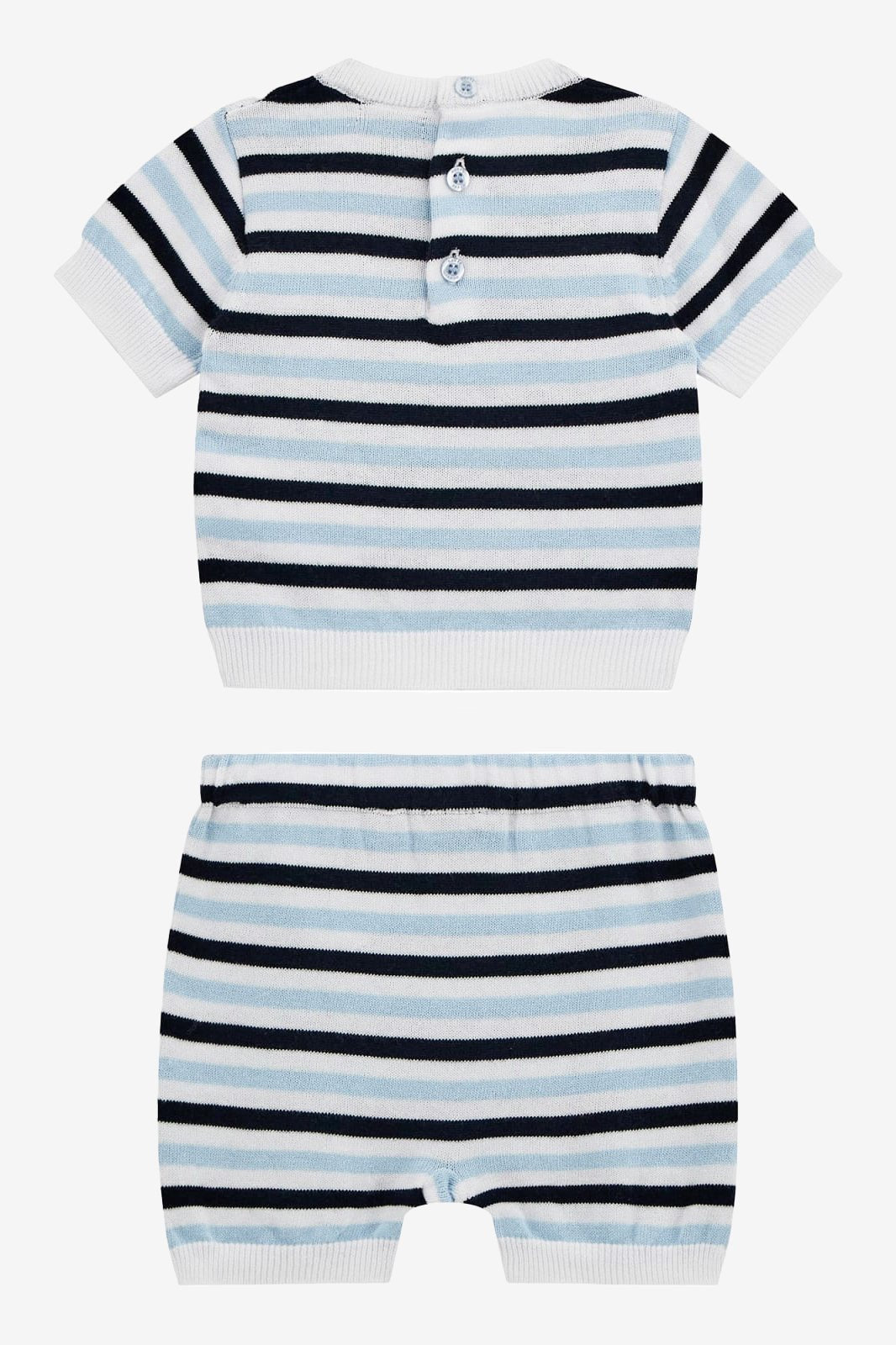 GUESS® Kids "Wilf" Blue, Navy & White Striped Knitted Top & Shorts - Millie and John
