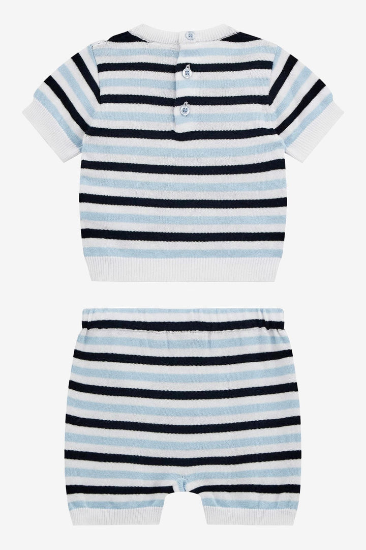 GUESS® Kids "Wilf" Blue, Navy & White Striped Knitted Top & Shorts - Millie and John