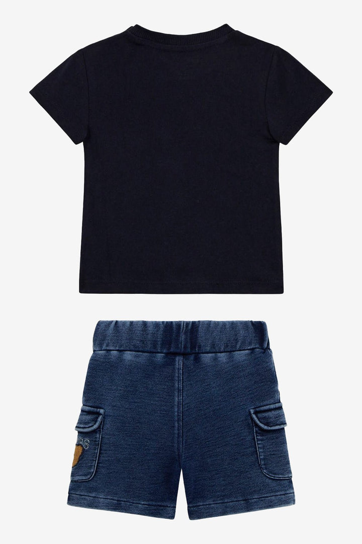 GUESS® Kids "Zac" Navy Skateboard Teddy T-Shirt & Shorts - Millie and John