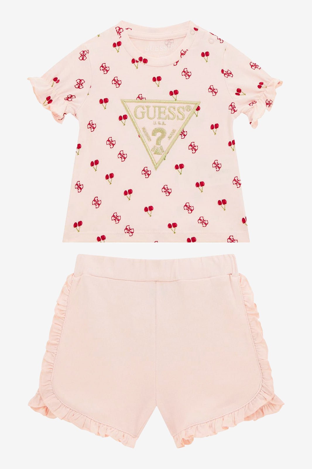 GUESS® Kids "Zadie" Peach & Red Cherry Print T-Shirt & Shorts - Millie and John