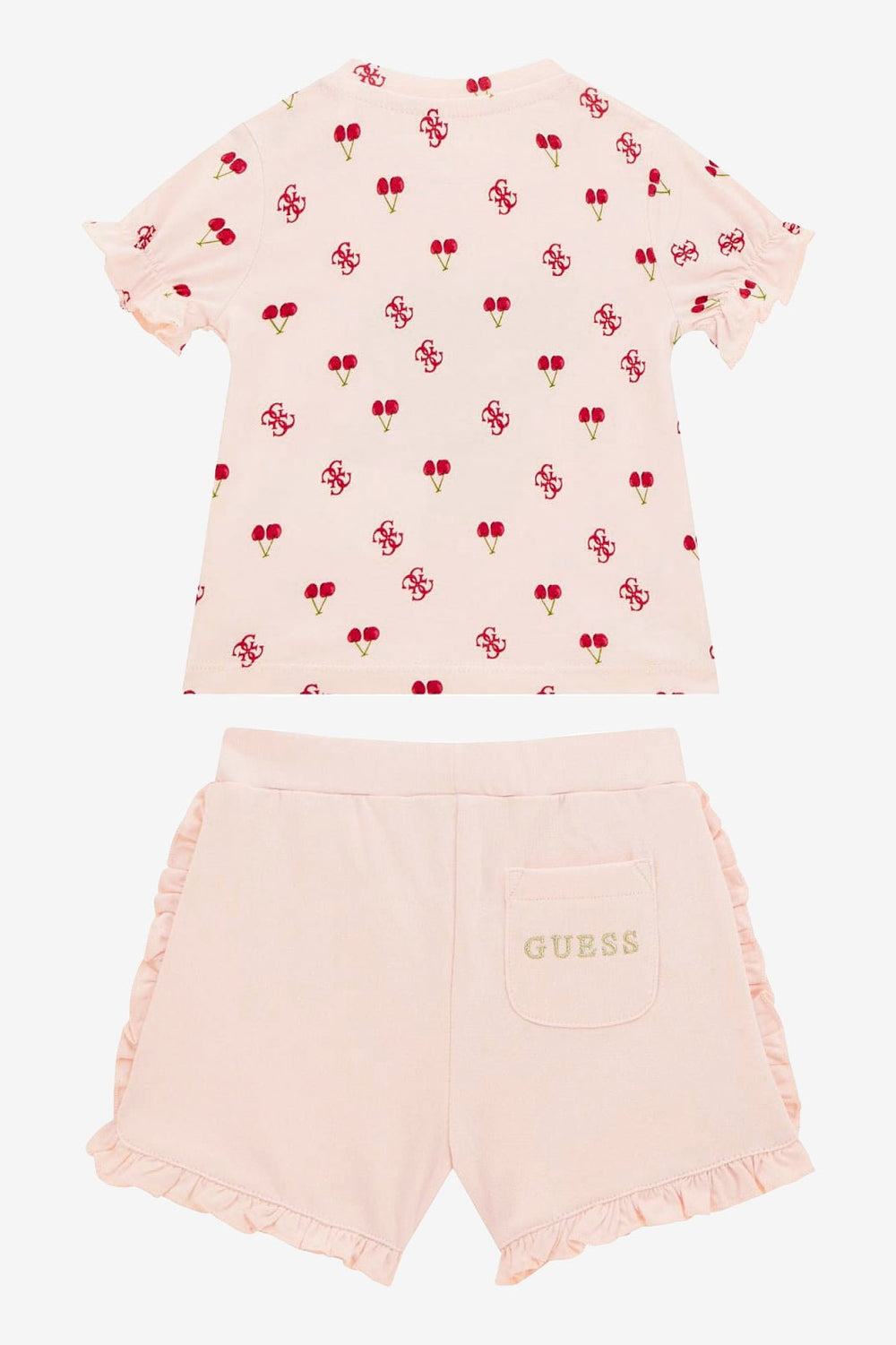 GUESS® Kids "Zadie" Peach & Red Cherry Print T-Shirt & Shorts - Millie and John