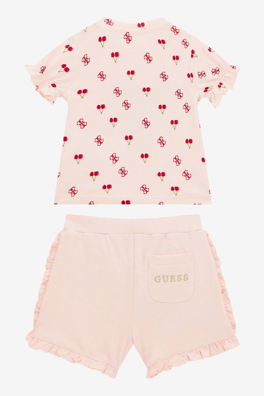 GUESS® Kids "Zadie" Peach & Red Cherry Print T-Shirt & Shorts - Millie and John